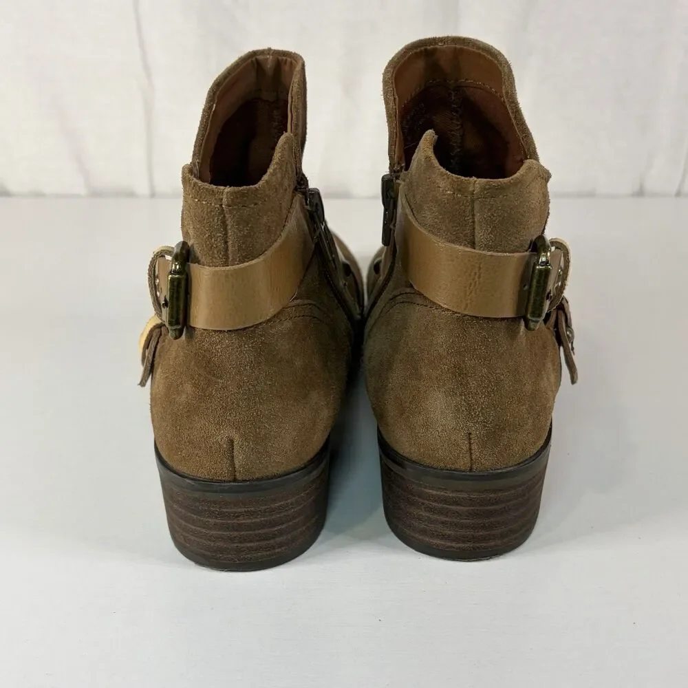 Crown Vintage Boots Womens 7.5 M Roberta Ankle Booties Brown Leather Side Zipper